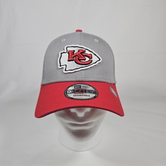 New Era Chiefs Hat 9FORTY Adjustable Cap NFL‎ Football Red Gray - Picture 1 of 9